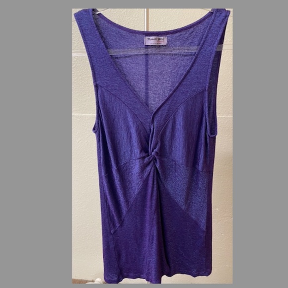 Michael Stars Knotted neckline sleeveless top in shimmer Purple - Picture 1 of 6